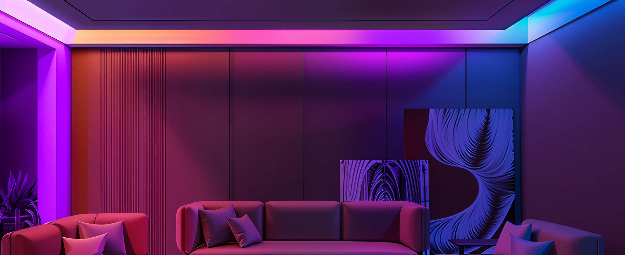 RGB apšviestas kambarys